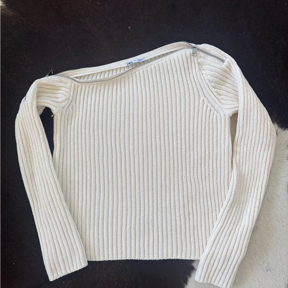 Cream Ribbed Sweater